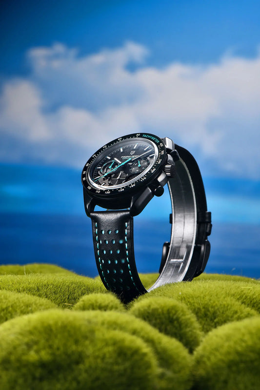 Elegant Round Leather Watch with Sapphire Crystal
