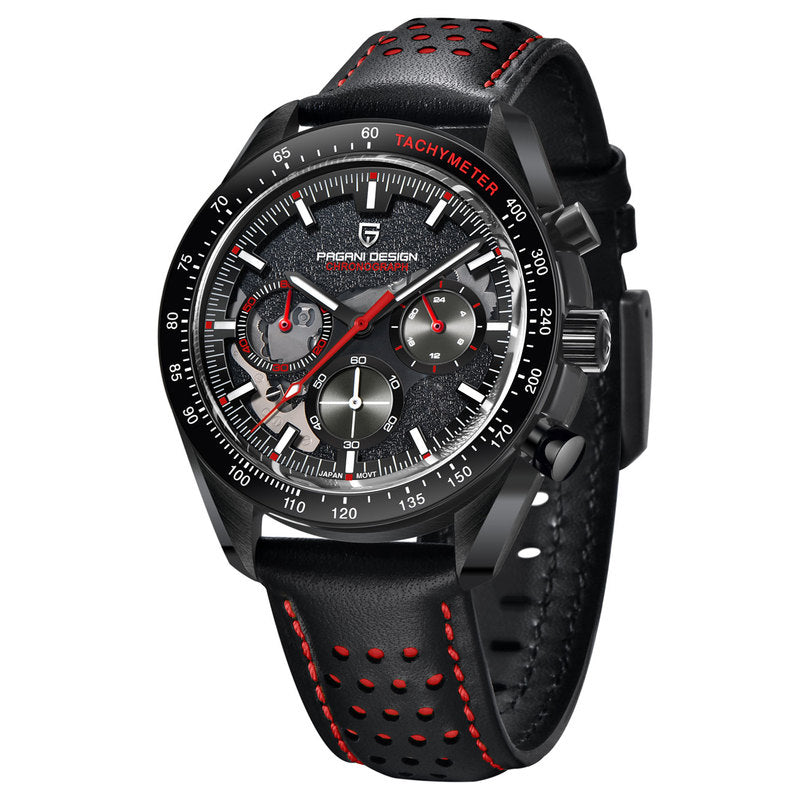 Elegant Round Leather Watch with Sapphire Crystal