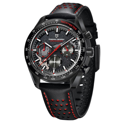 Elegant Round Leather Watch with Sapphire Crystal
