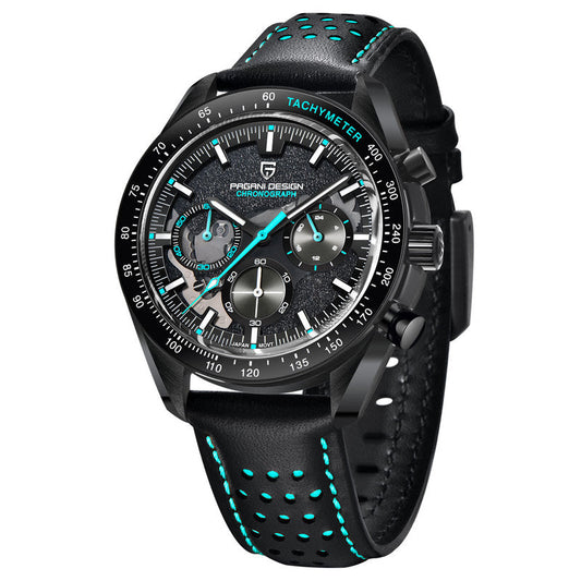 Elegant Round Leather Watch with Sapphire Crystal