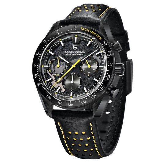 Elegant Round Leather Watch with Sapphire Crystal