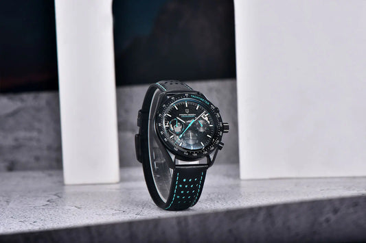 Elegant Round Leather Watch with Sapphire Crystal