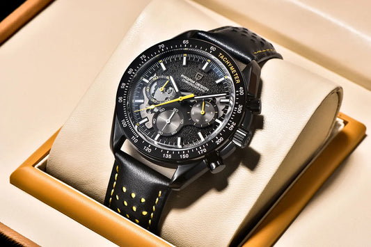Elegant Round Leather Watch with Sapphire Crystal