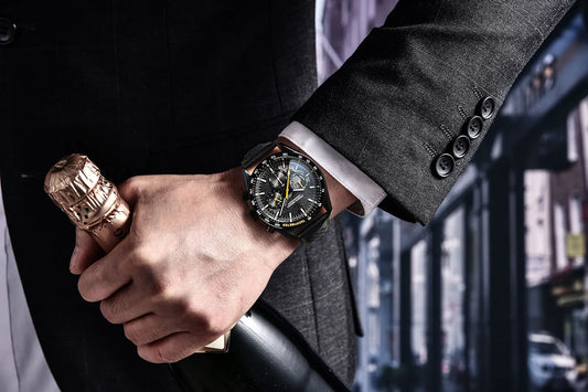 Elegant Round Leather Watch with Sapphire Crystal