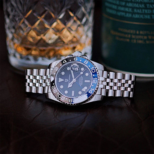 Dual Time Zone Chronograph Watch with Sapphire Glass