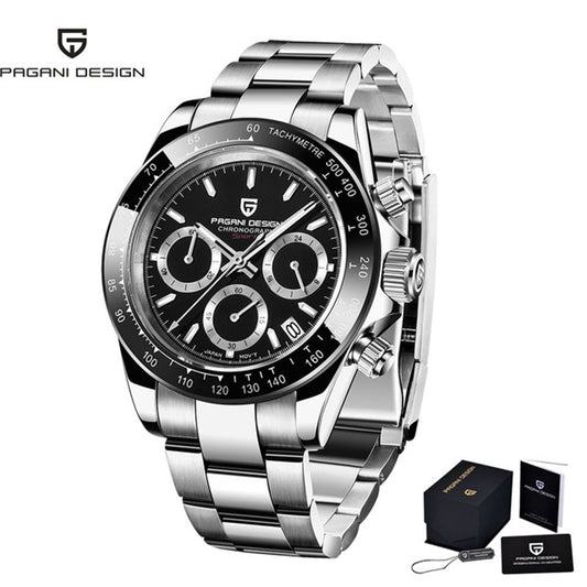 Elegant Stainless Steel Sports Watch with Sapphire Crystal
