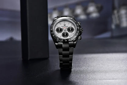 Elegant Stainless Steel Sports Watch with Sapphire Crystal