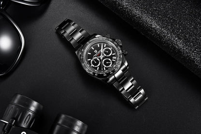 Elegant Stainless Steel Sports Watch with Sapphire Crystal