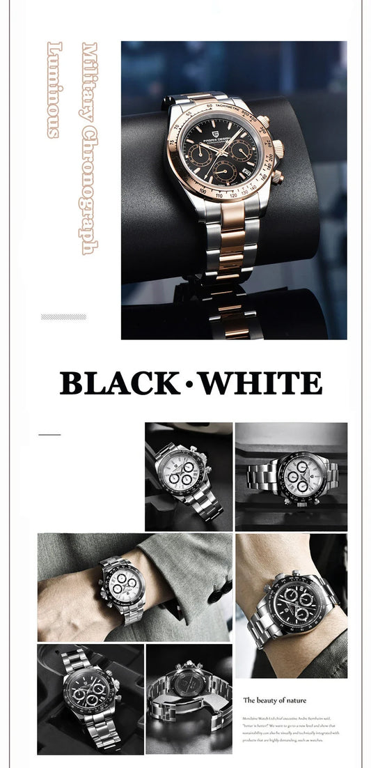 Elegant Stainless Steel Sports Watch with Sapphire Crystal