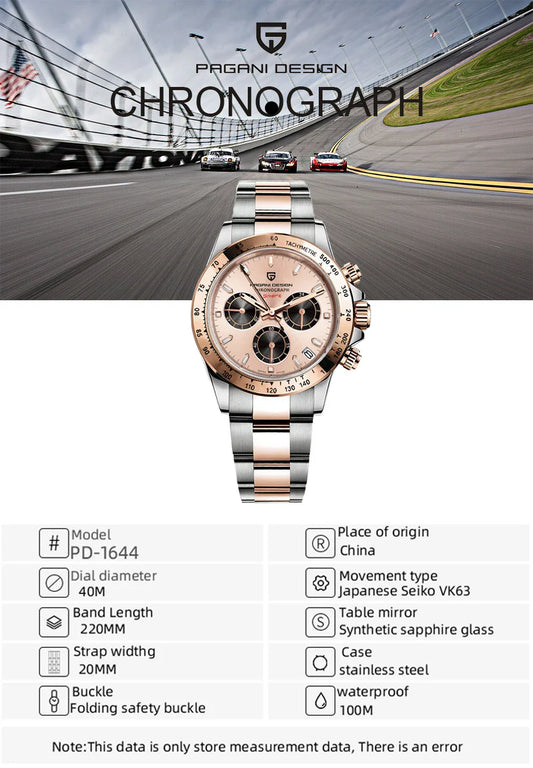 Elegant Stainless Steel Sports Watch with Sapphire Crystal