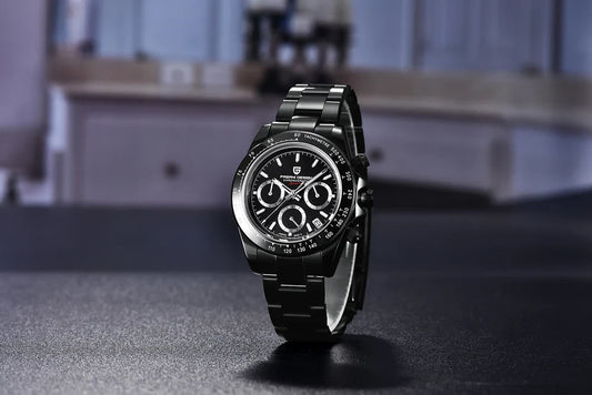 Elegant Stainless Steel Sports Watch with Sapphire Crystal