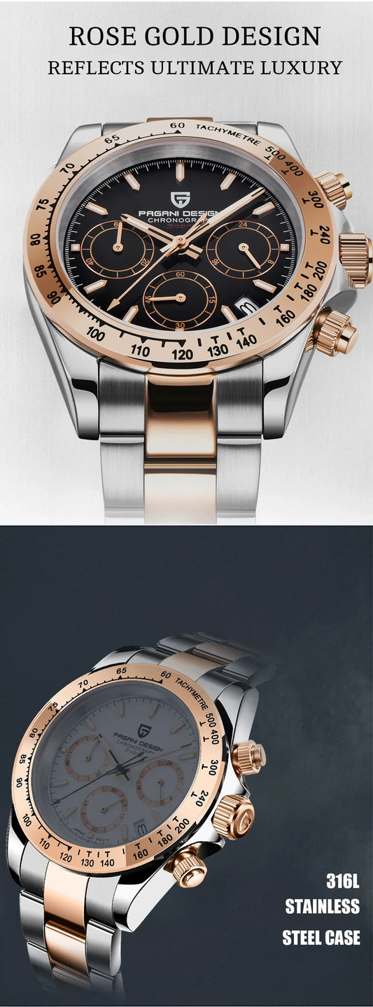Elegant Stainless Steel Sports Watch with Sapphire Crystal