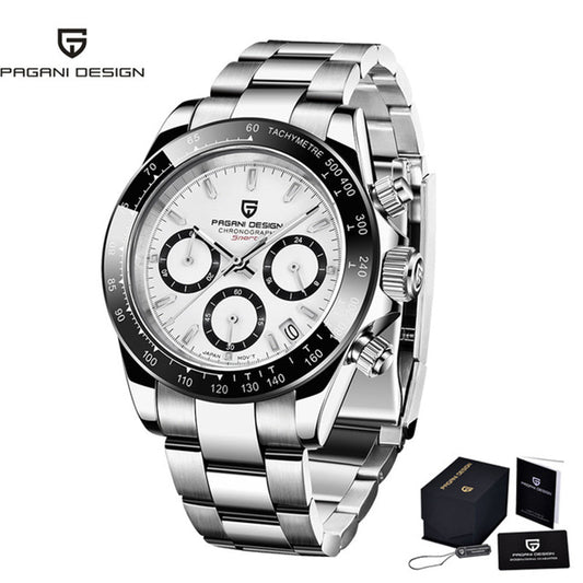 Elegant Stainless Steel Sports Watch with Sapphire Crystal
