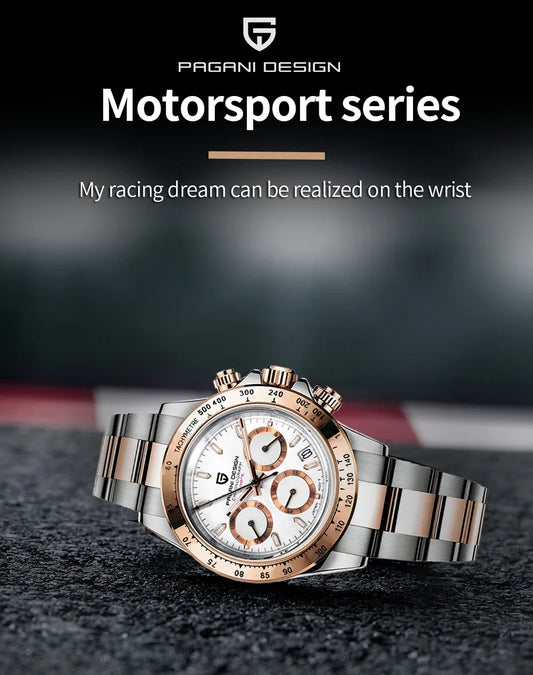 Elegant Stainless Steel Sports Watch with Sapphire Crystal