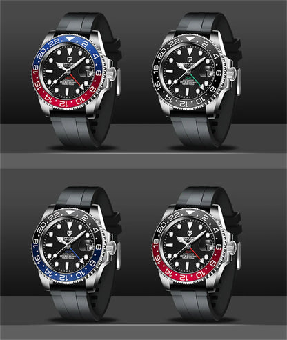 Dual Time Zone Chronograph Watch with Sapphire Glass