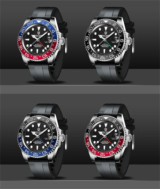 Dual Time Zone Chronograph Watch with Sapphire Glass