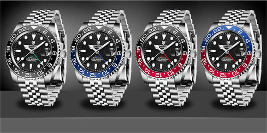 Dual Time Zone Chronograph Watch with Sapphire Glass