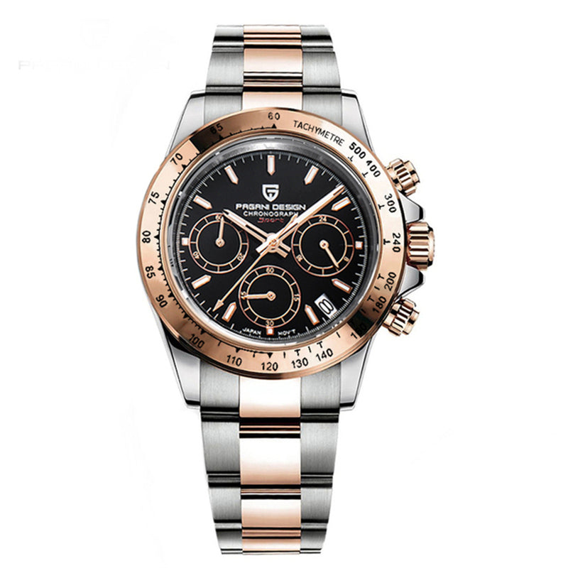 Elegant Stainless Steel Sports Watch with Sapphire Crystal