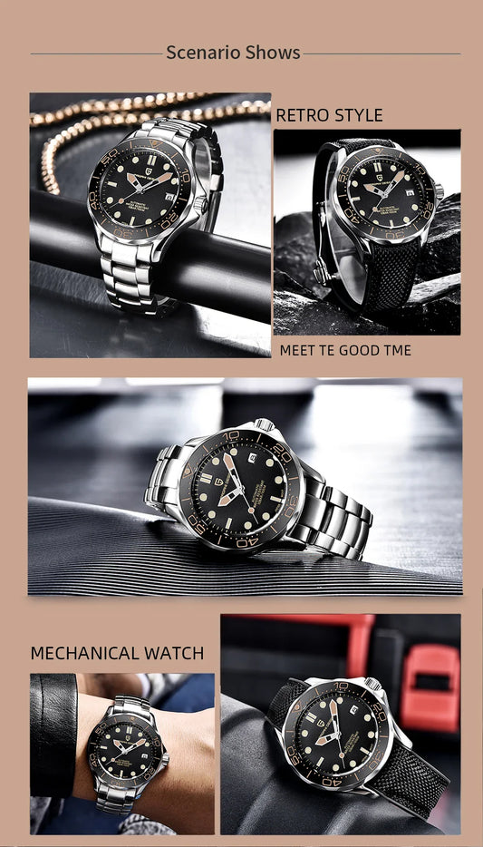 Men's Self-Winding Luxury Dive Watch with Super Luminous Dial