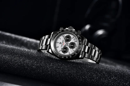 Elegant Stainless Steel Sports Watch with Sapphire Crystal