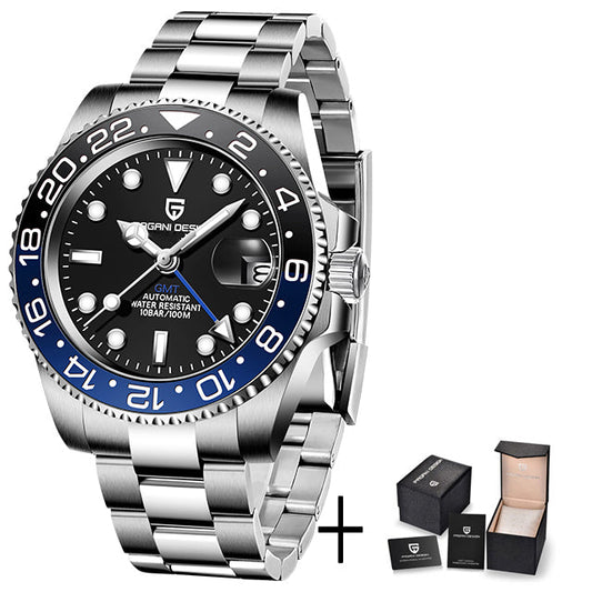 Dual Time Zone Chronograph Watch with Sapphire Glass