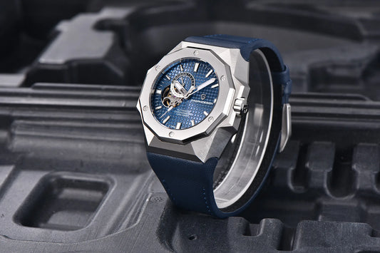 Elegant Waterproof Round Dial Watch with Screw Crown
