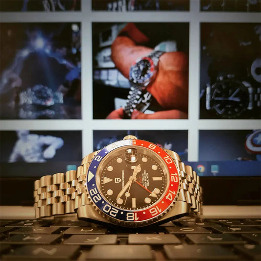 Dual Time Zone Chronograph Watch with Sapphire Glass