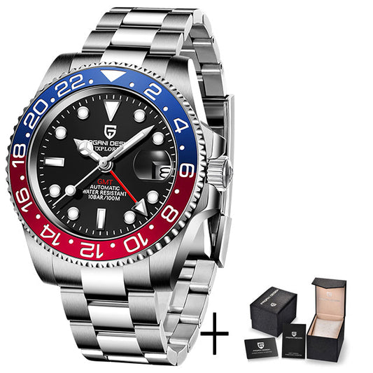 Dual Time Zone Chronograph Watch with Sapphire Glass