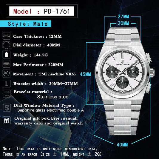Elegant Quartz Men's Watch with Chronograph Functionality