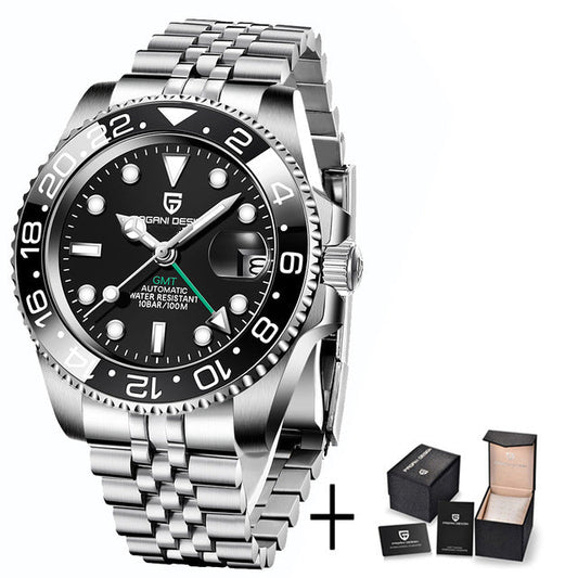 Dual Time Zone Chronograph Watch with Sapphire Glass