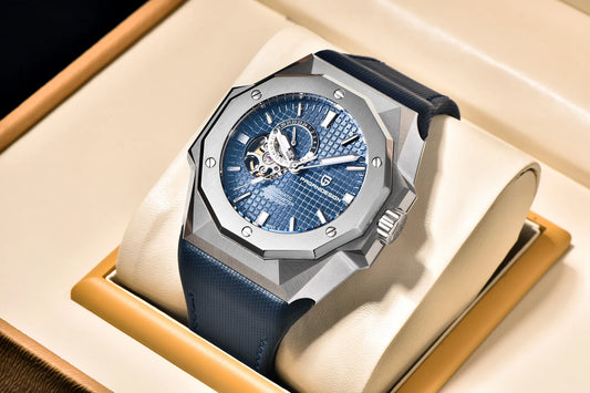 Elegant Waterproof Round Dial Watch with Screw Crown