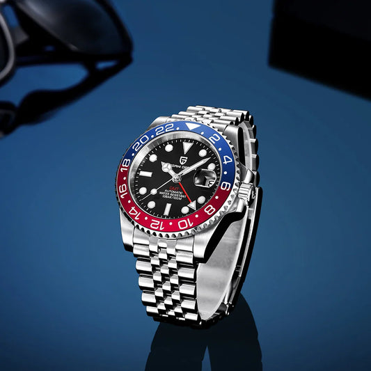 Dual Time Zone Chronograph Watch with Sapphire Glass