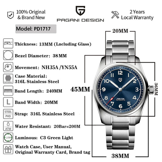 Elegant Automatic Dive Watch with Sapphire Crystal