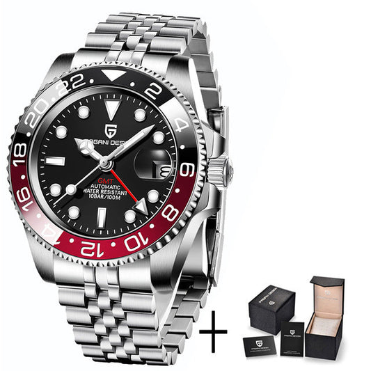Dual Time Zone Chronograph Watch with Sapphire Glass