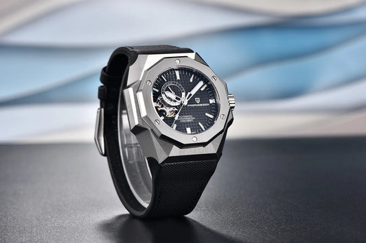 Elegant Waterproof Round Dial Watch with Screw Crown