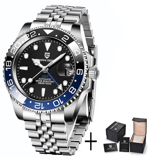 Dual Time Zone Chronograph Watch with Sapphire Glass