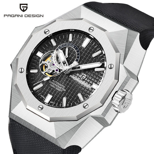 Elegant Waterproof Round Dial Watch with Screw Crown