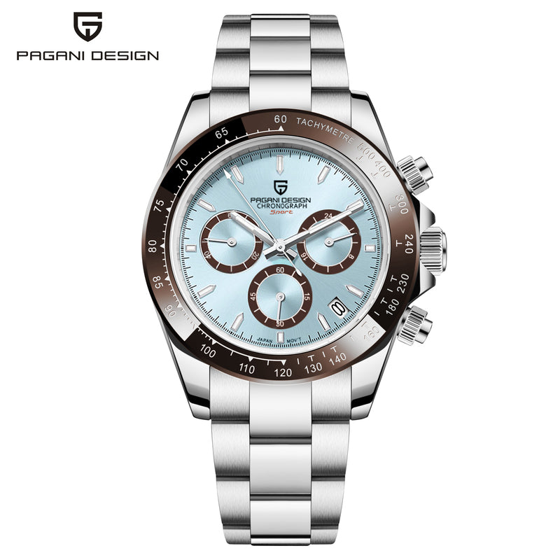 Elegant Stainless Steel Sports Watch with Sapphire Crystal