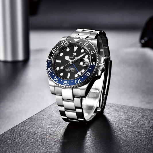 Dual Time Zone Chronograph Watch with Sapphire Glass