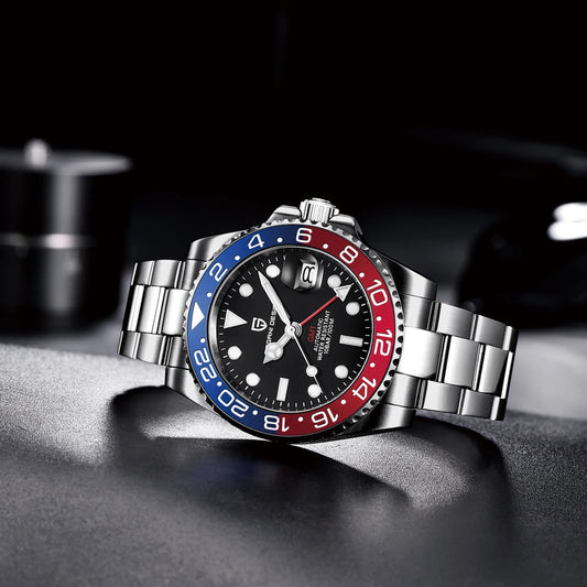 Dual Time Zone Chronograph Watch with Sapphire Glass