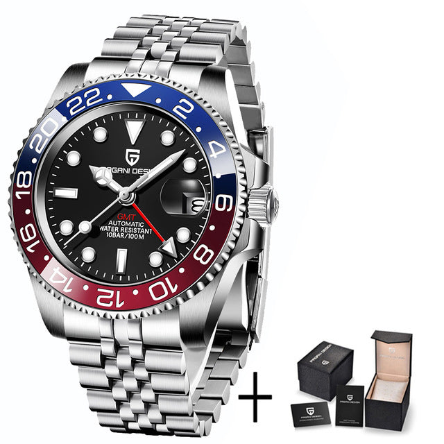 Dual Time Zone Chronograph Watch with Sapphire Glass