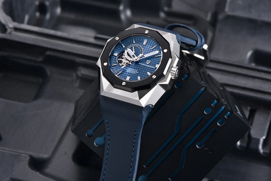 Elegant Waterproof Round Dial Watch with Screw Crown