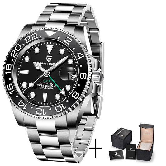 Dual Time Zone Chronograph Watch with Sapphire Glass